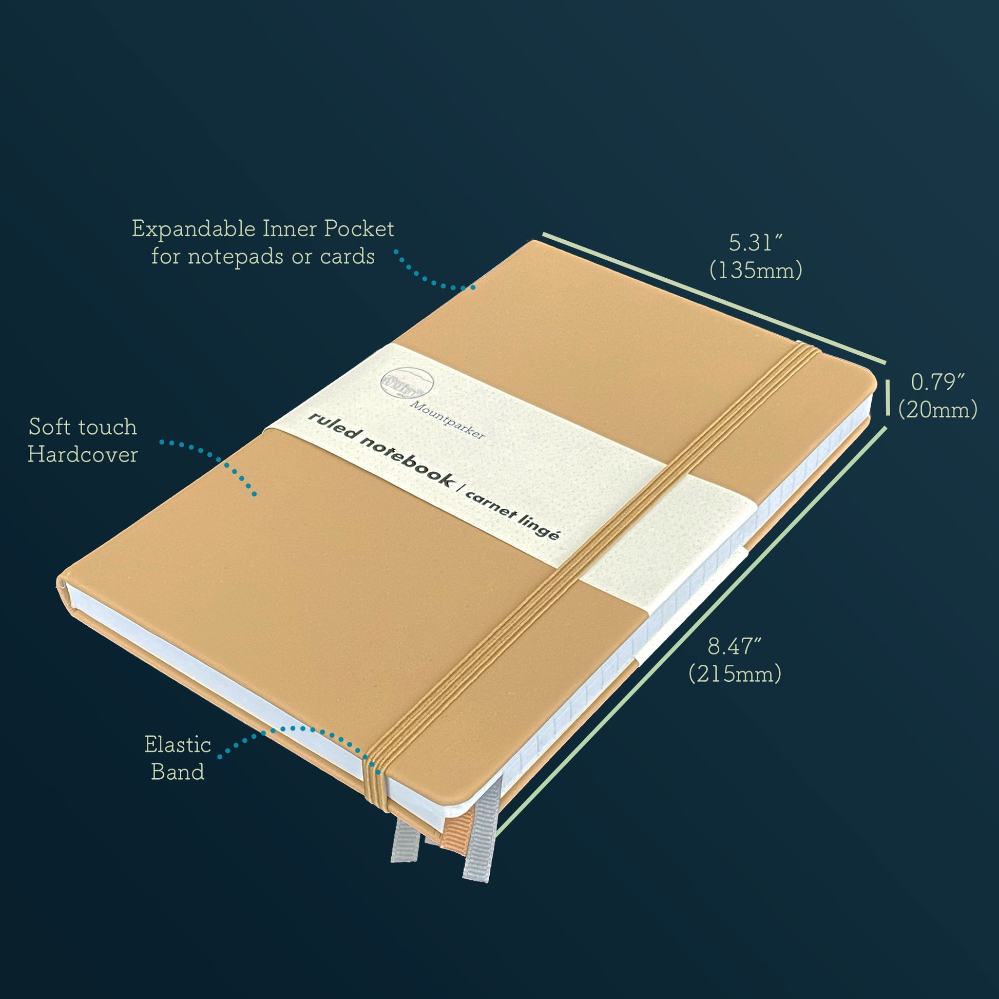 Ruled Lined Notebook Mountparker chill purple matcha green cheerful orange colour lined journal classic black macchiato brown modern grey soft touch hardcover A5